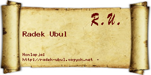 Radek Ubul névjegykártya
